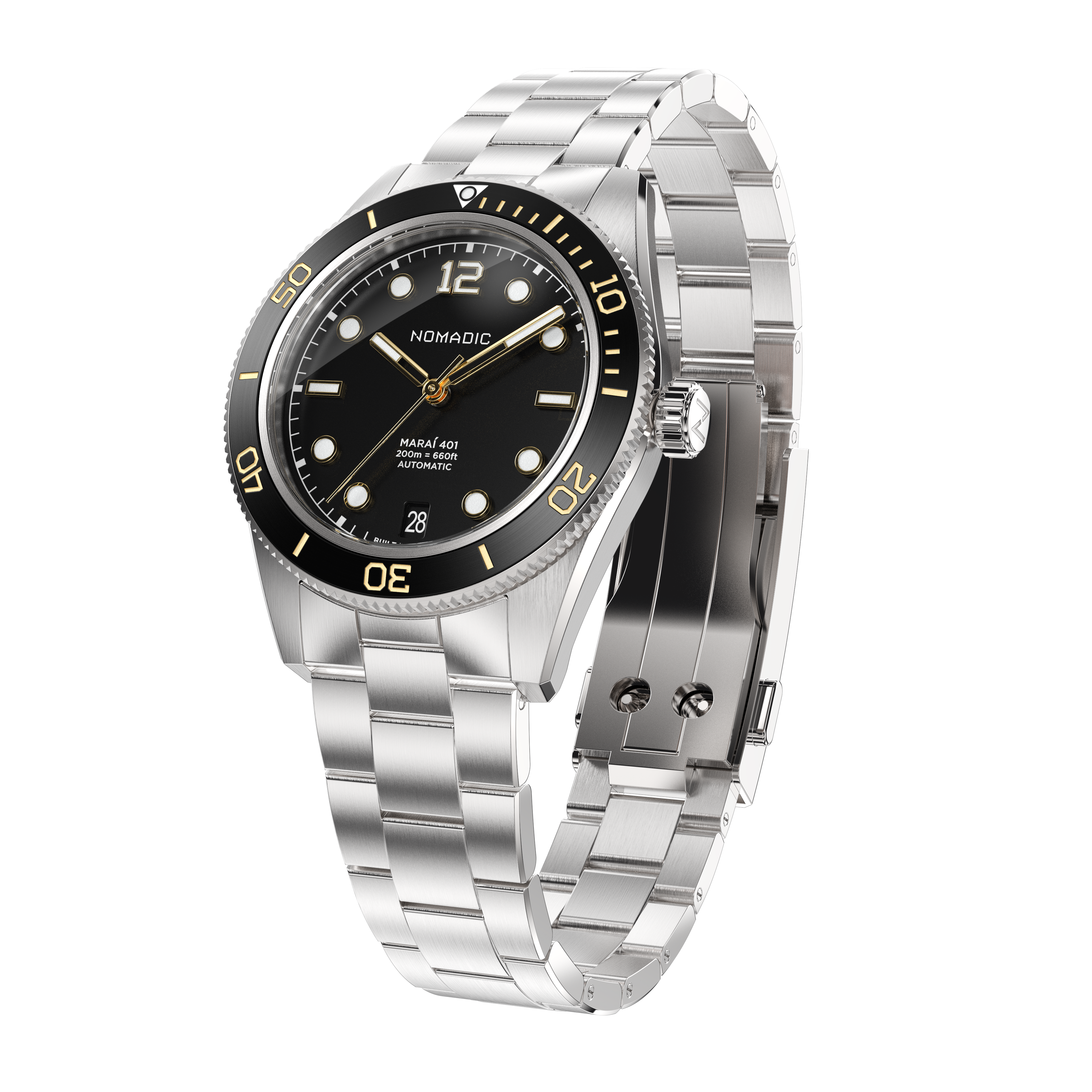Classic Black and Gold - Maraí 401 Compact - 36mm Dive Watch (2026 Edition)