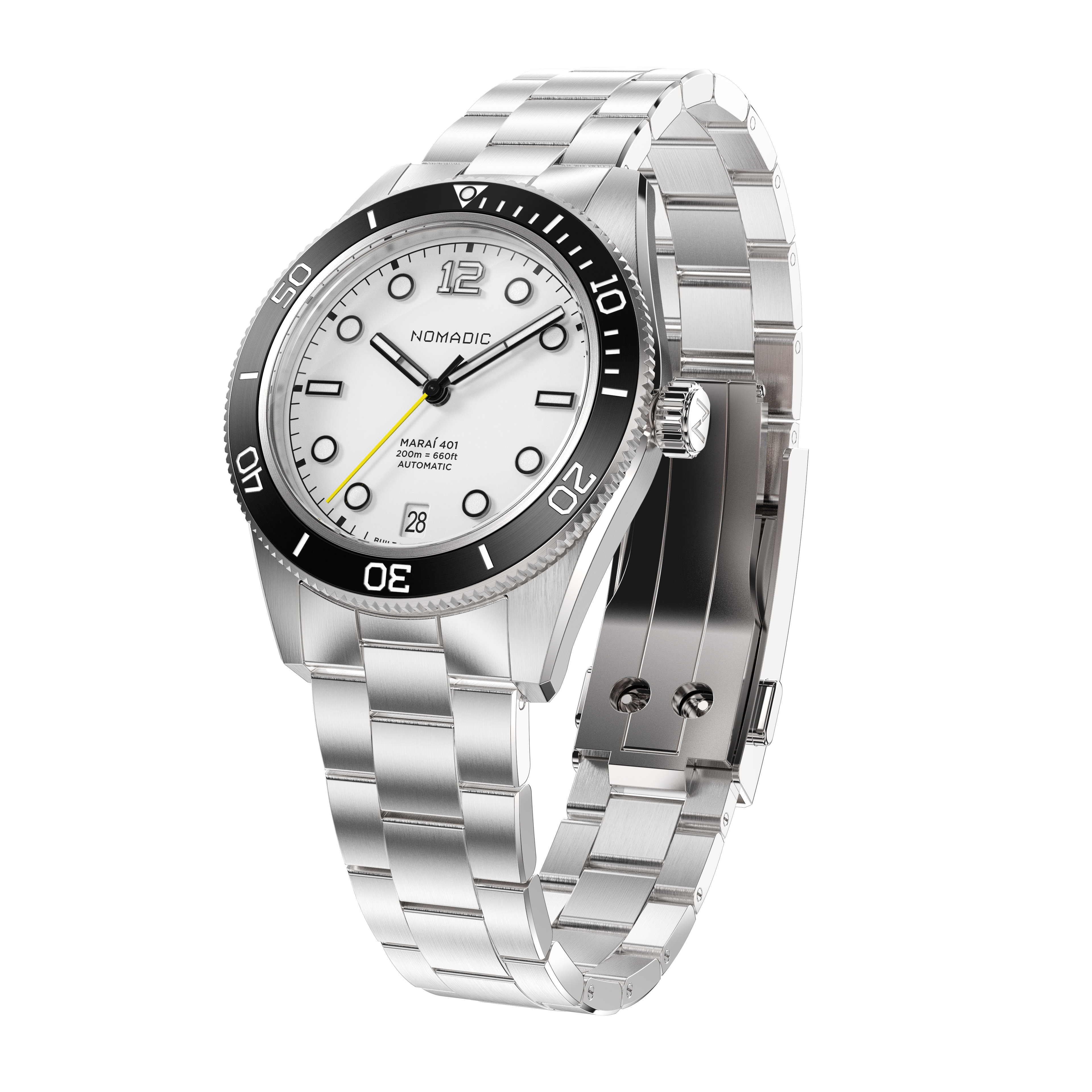 Navigator White - Maraí 401 Compact - 36mm Dive Watch (2026 Edition)