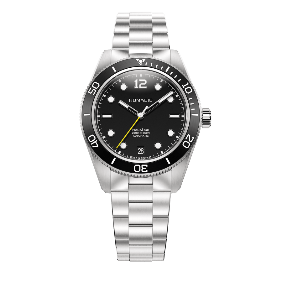 Maraí 401 Compact - Pitch Black - 36mm Dive Watch (2026 Edition)