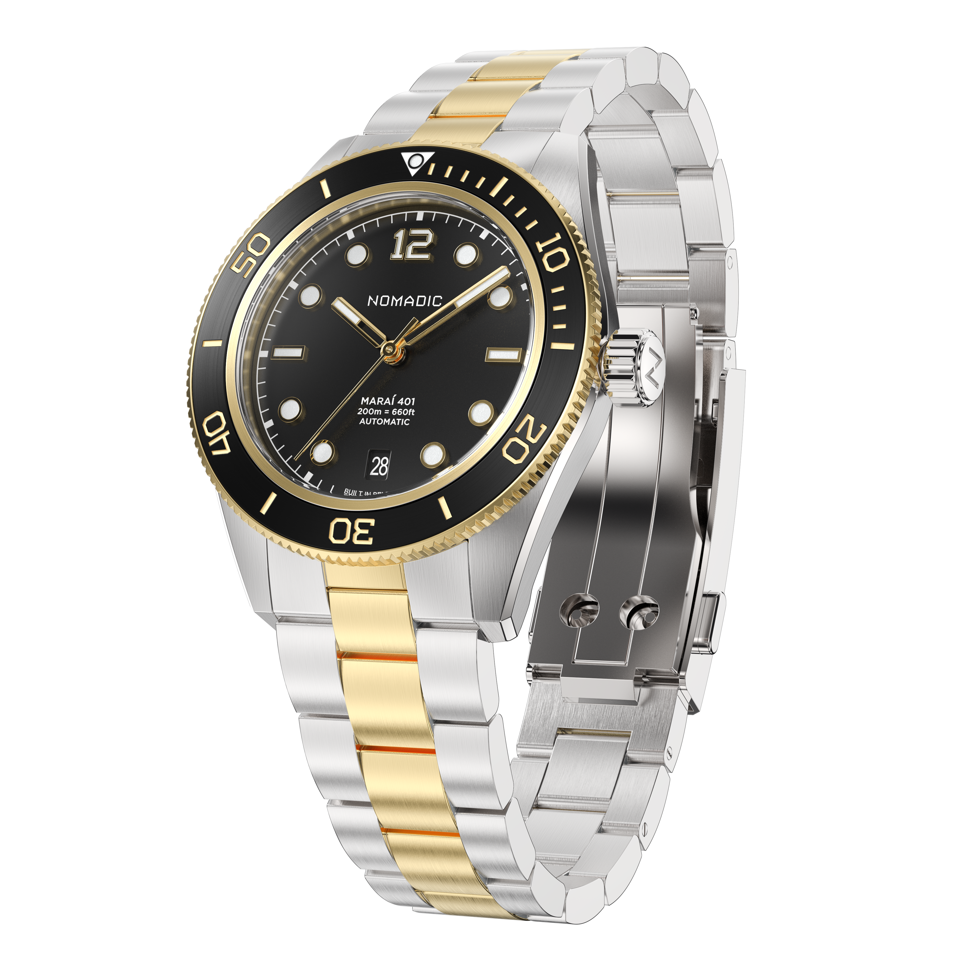 Classic Black and Gold - Maraí 401 Prestige - 40mm 18K Gold Dive Watch (2026 Edition)