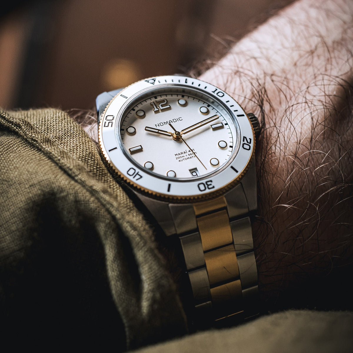 White & Gold - Maraí 401 Prestige Compact - 36mm 18K Gold Dive Watch (2026 Edition)