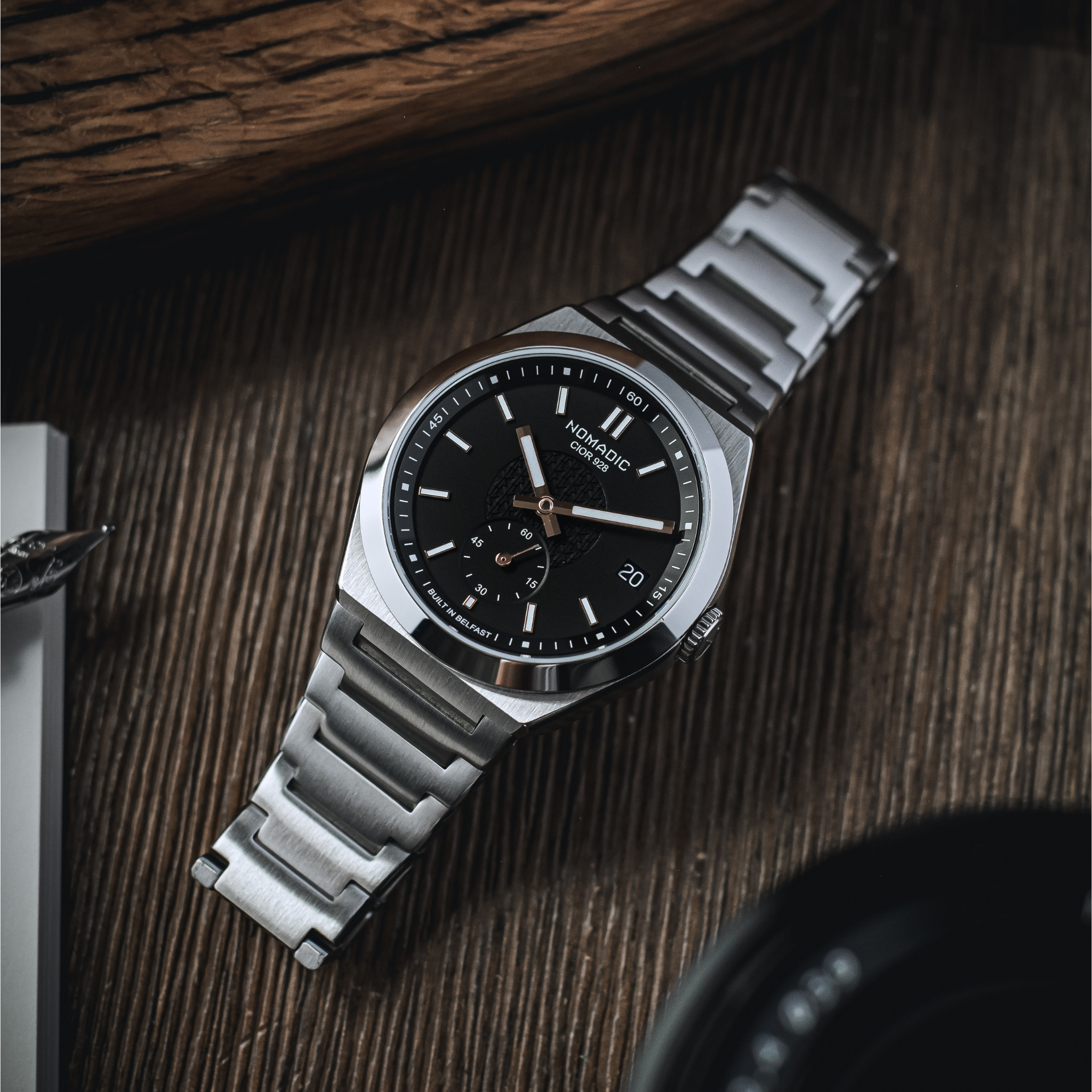 Cíor 928 - Luxury Sports Watch (36mm) - Black and Rose Gold